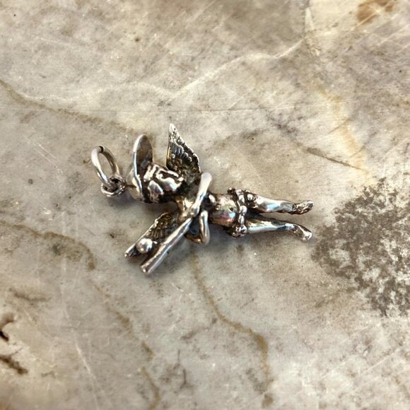VTG Sterling Silver 925 PAX 3D Angel Boy Cherub Baseball Player Charm Pendant - Picture 12 of 16